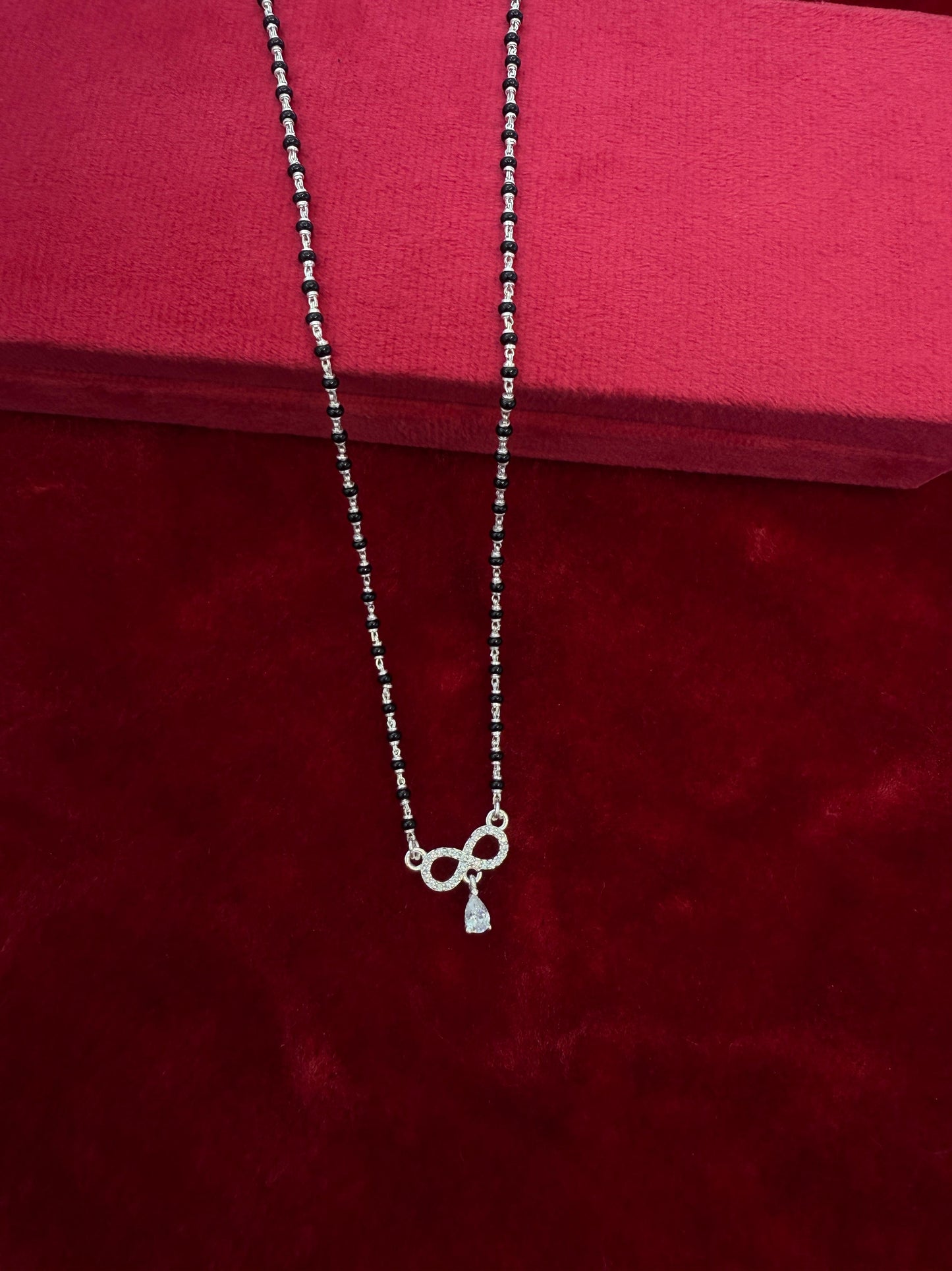 Timeless Bloom Silver Mangalsutra with infinity pendant