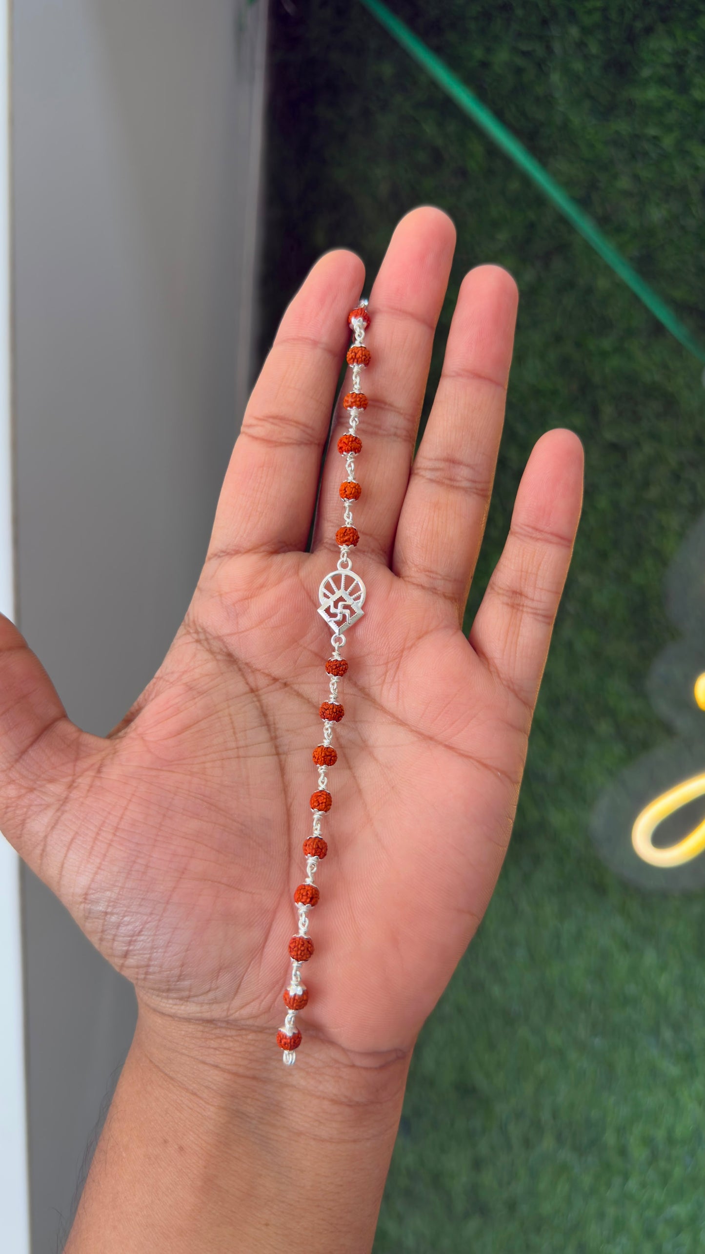 Pure Silver Swastik Rudraksha Rakhi
