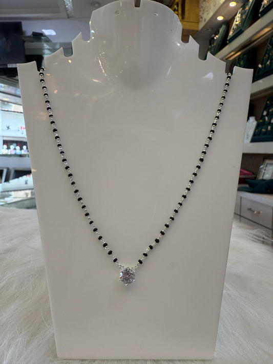 Elegant single stud dimond Silver Mangalsutra