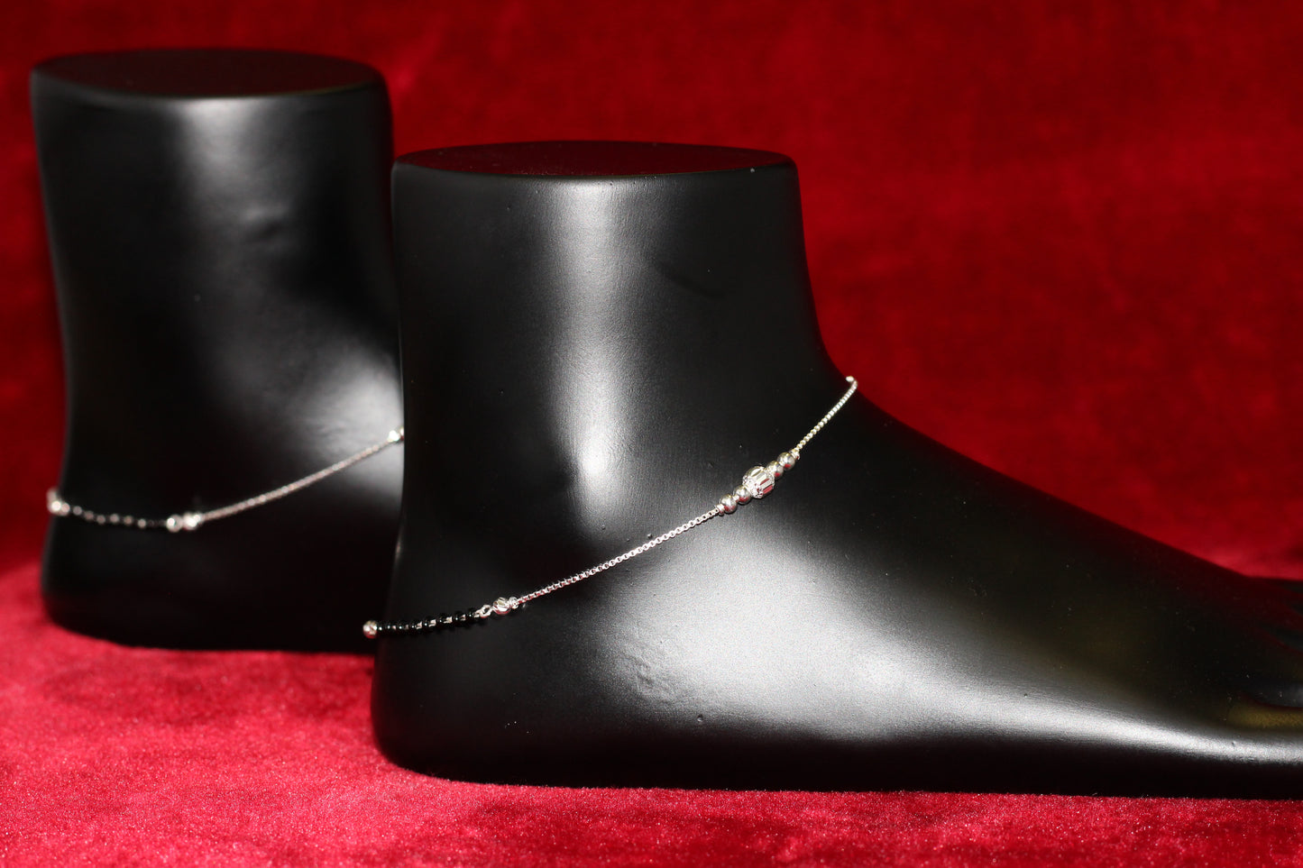 925 Sterling Silver Simple Box Chain Anklet with silver Bead Accents for Women & Girls – Lightweight Daily Wear Payal