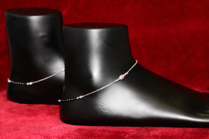 925 Sterling Silver Simple Box Chain Anklet with silver Bead Accents for Women & Girls – Lightweight Daily Wear Payal