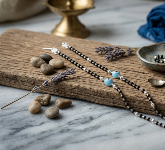 Sky blue evil eye Silver Baby Nazariya Bracelet (Pair)