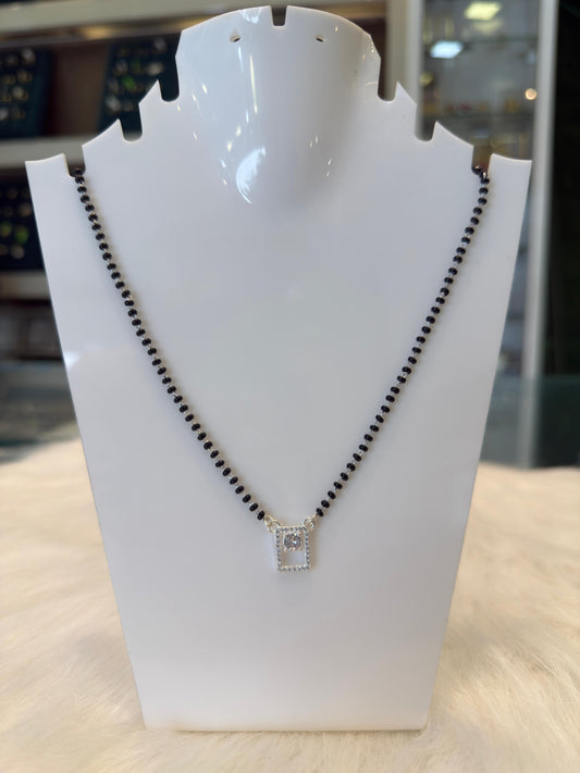 Elegant Silver Mangalsutra with Square Pendant