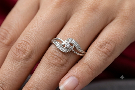 Premium Sterling Silver Ring for Girls | Modern Solitaire Look