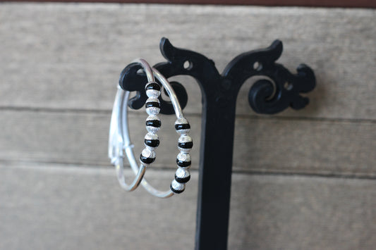 Silver kadli for kids in black beeds