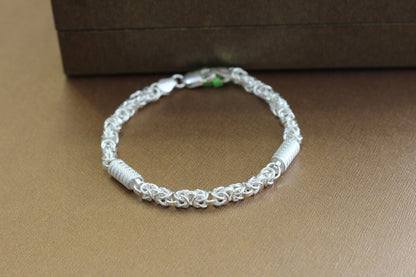 Silver Men’s Bracelet | Stylish Interlinked Knot Chain Bracelet for Men | Classic Daily Wear Silver Kada Bracelet