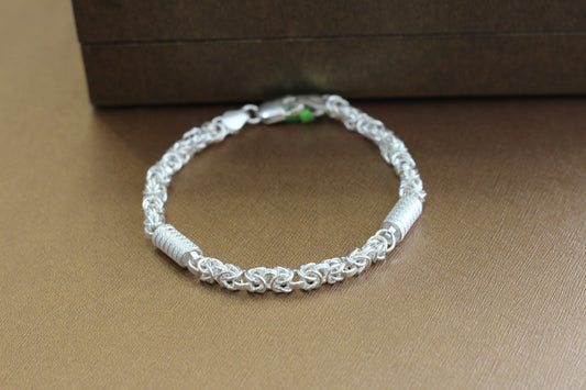 Silver Men’s Bracelet | Stylish Interlinked Knot Chain Bracelet for Men | Classic Daily Wear Silver Kada Bracelet