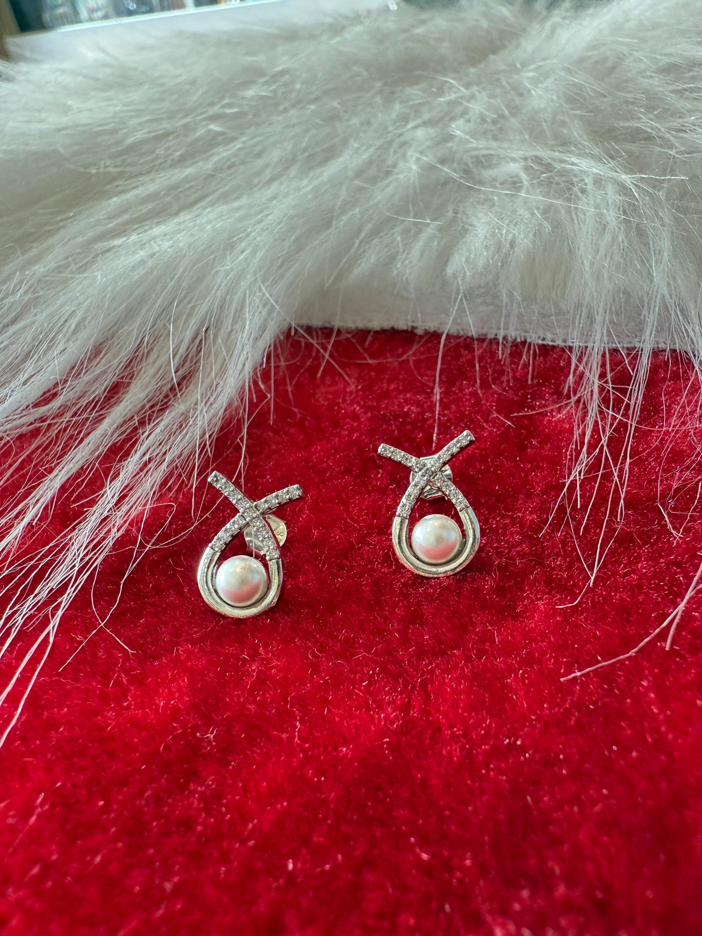 Aavika Zevar Sterling Silver Pearl Stud Earrings for Women & Girls | Elegant Teardrop Design