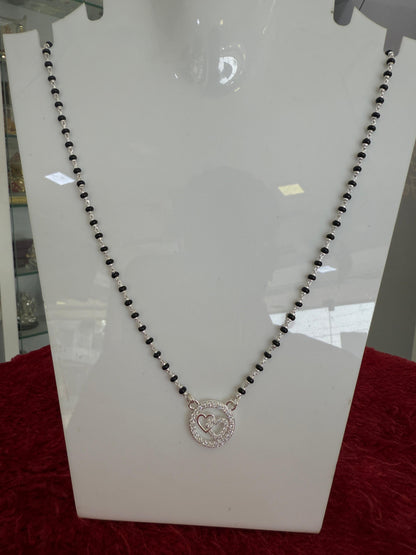 Classic Heritage Silver Mangalsutra with double heart pendant