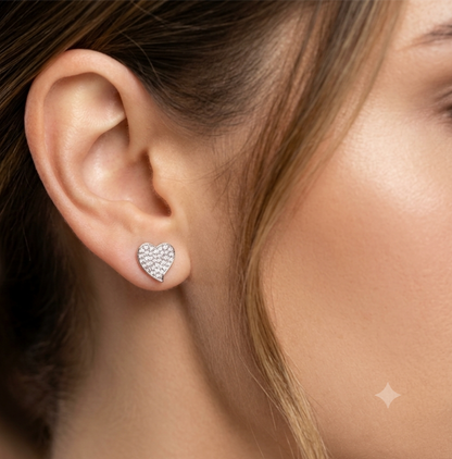 Sparkling Heart-Shaped Italian 925 Silver Tops Earrings