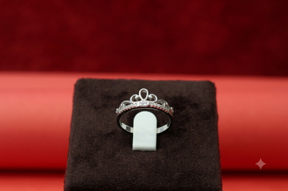 Classic Sterling Silver CZ Ring for Girls crown design Minimal & Elegant Party Wear Ring