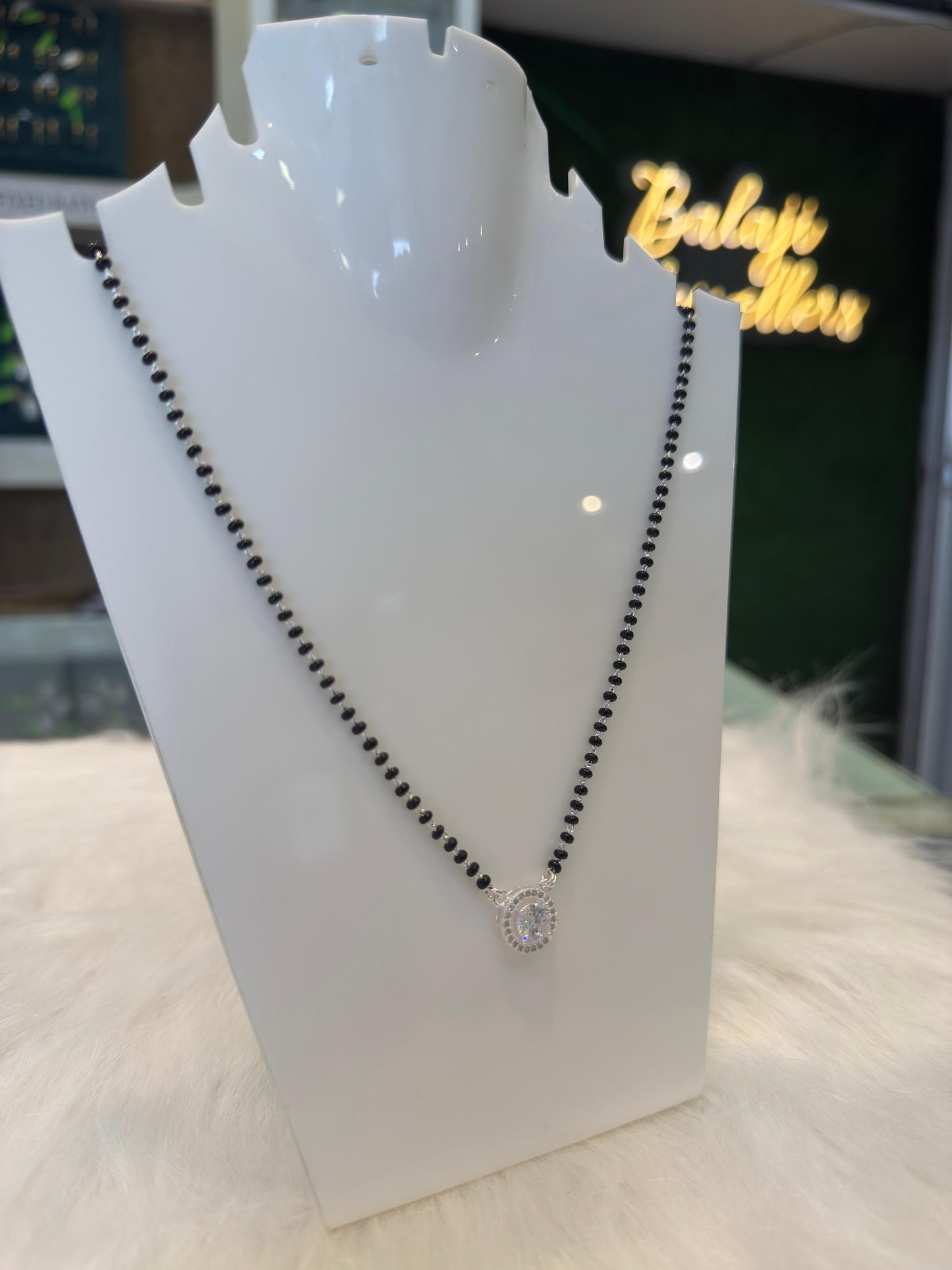 Stylish Oval Pendant Silver Mangalsutra for Women