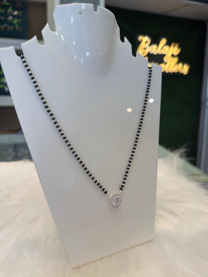 Stylish Oval Pendant Silver Mangalsutra for Women