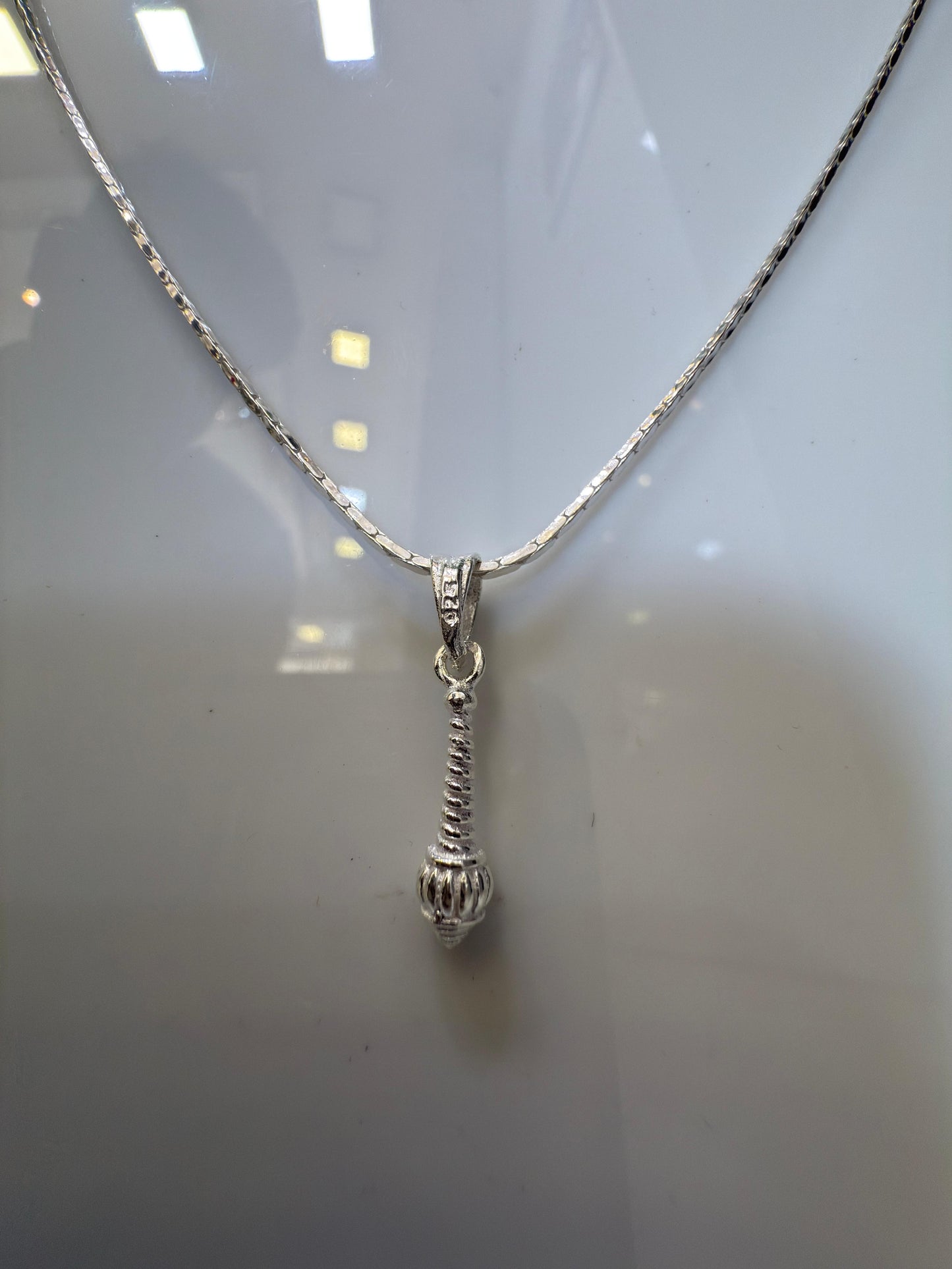 Aavikazevar 925 Sterling Silver hanumanji gada Pendant with Chain for Men & Women | Pure Silver Spiritual Necklace | Elegant Daily Wear Jewelry | Ideal Gift for Devotees