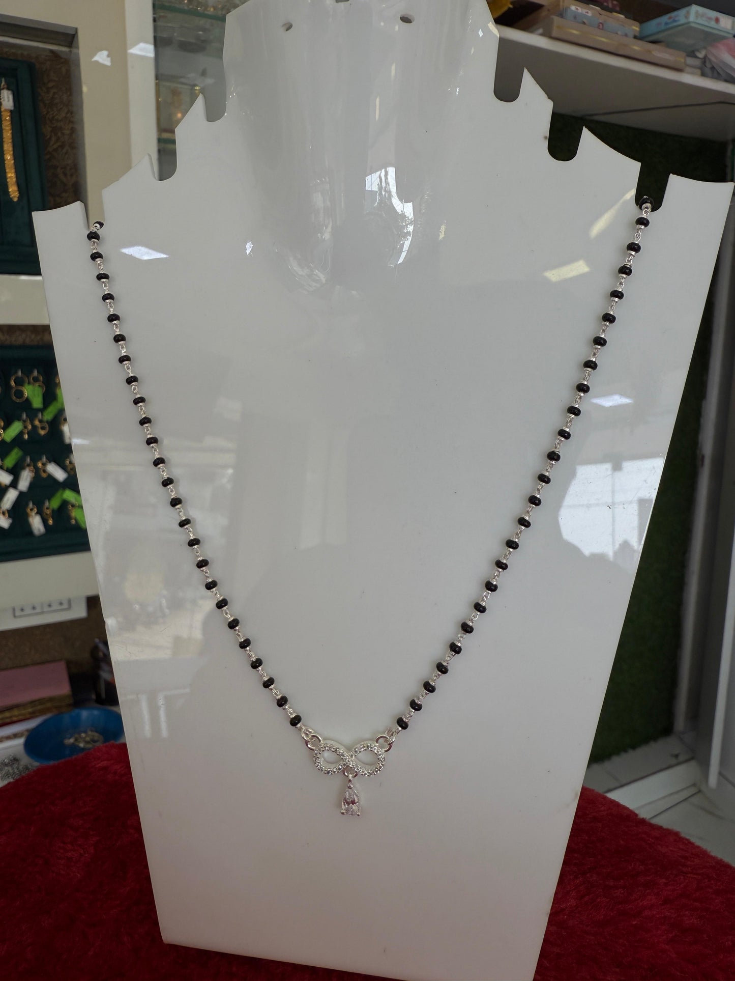 Timeless Bloom Silver Mangalsutra with infinity pendant