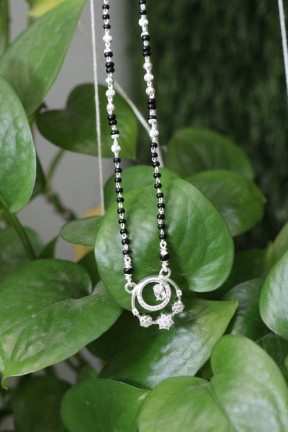 Aavikazevar 925 Sterling Silver Daily Wear Mangalsutra for Women | Lightweight Black Bead Chain with Elegant Pendant