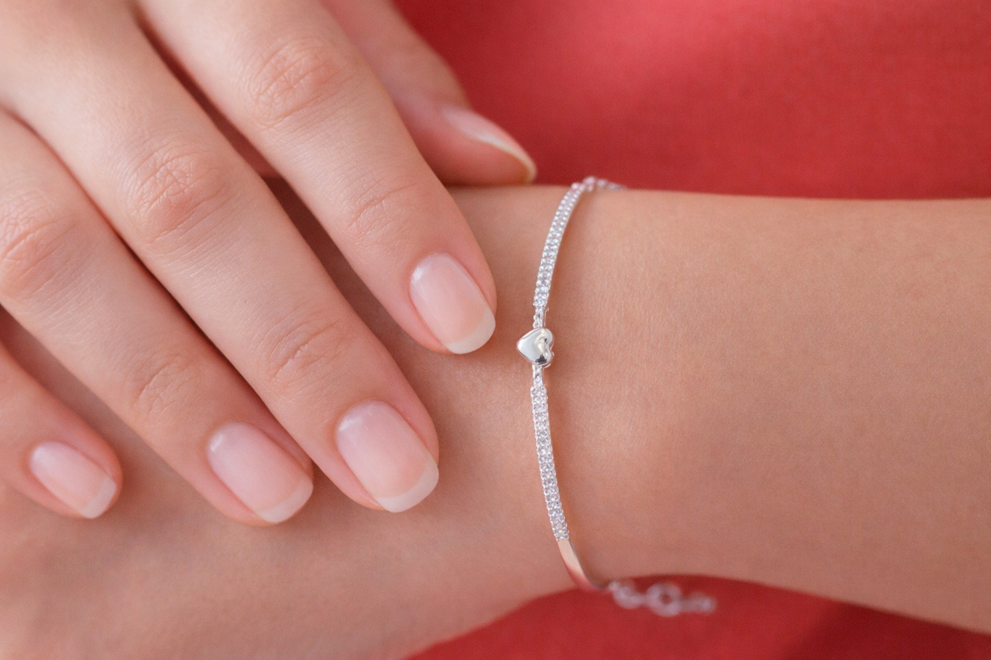 Silver Heart Kada Bracelet