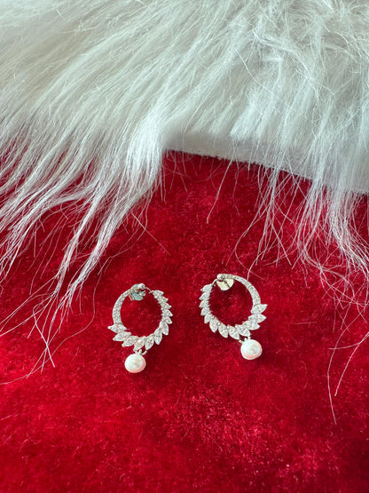 Aavika Zevar Italian Silver Pearl Earrings | Daily Wear Stylish Teardrop Studs