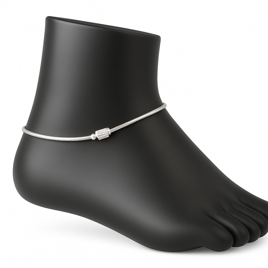 Silver Anklets For Women in Ball Design