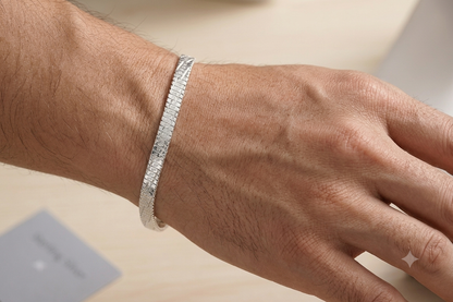 Pure Silver Bracelet for Men | Flexible Snake Pattern | Elegant Casual & Party Wear