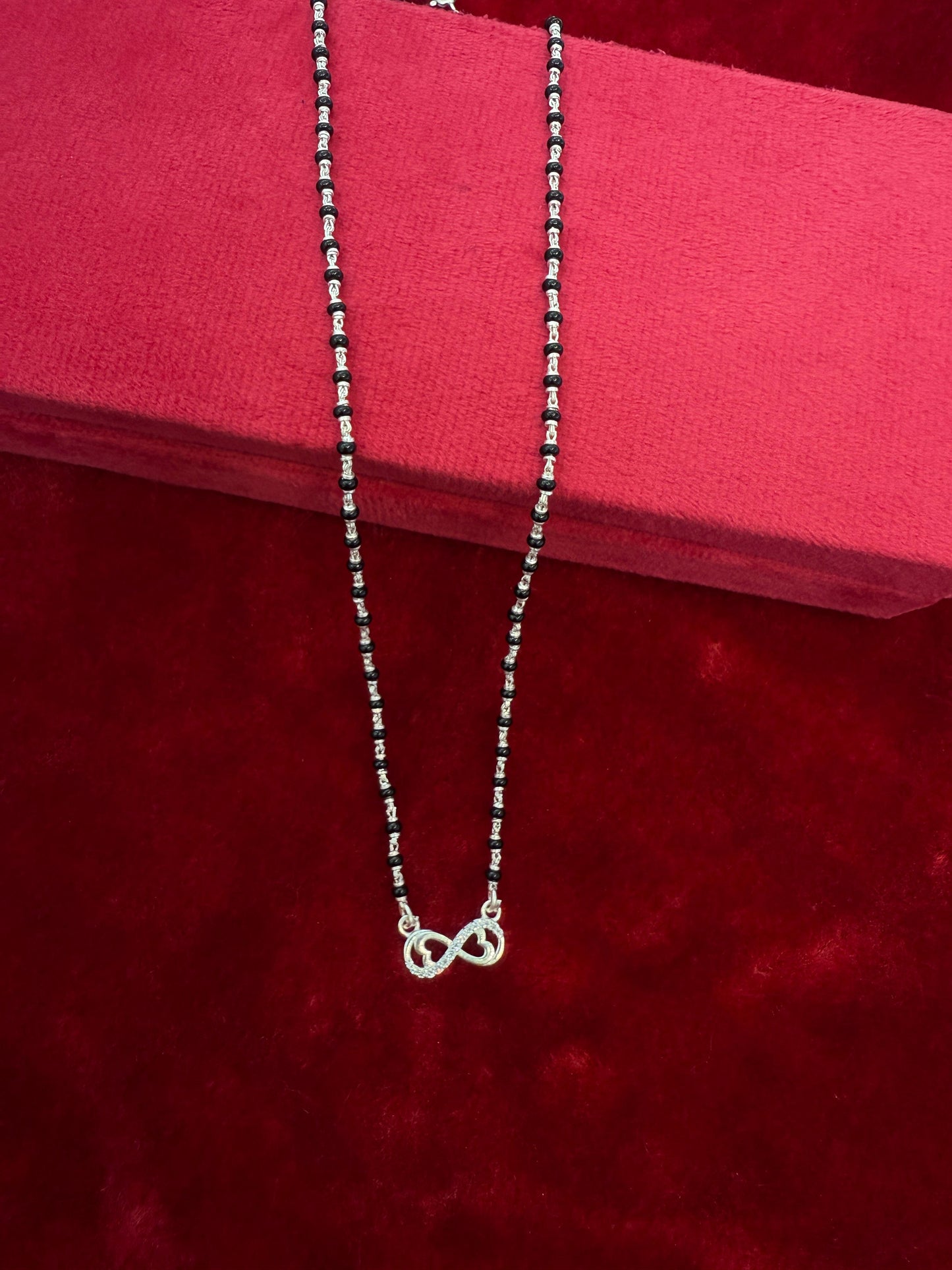 LunaDrop Contemporary Silver Mangalsutra with infinity pendant