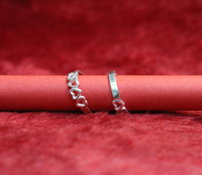 Traditional heart shape Silver Bichiya for Women | italian 925 silver Toe Rings | Adjustable Fit | Everyday Wear