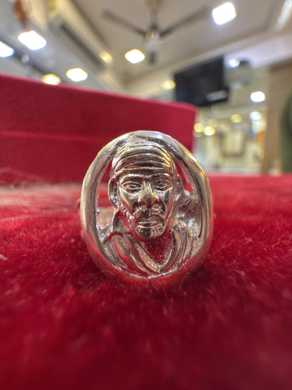 Silver sai baba Ring – Spiritual Statement Ring for Men