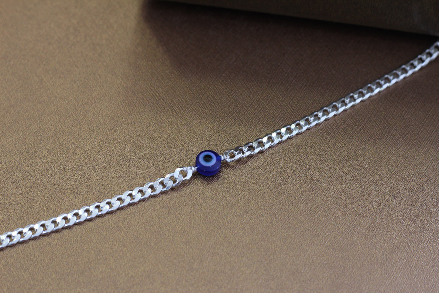 Pure Silver currap Bracelet with evil eye for Men | Flexible evil eye currap Pattern | Elegant Casual & Party Wear