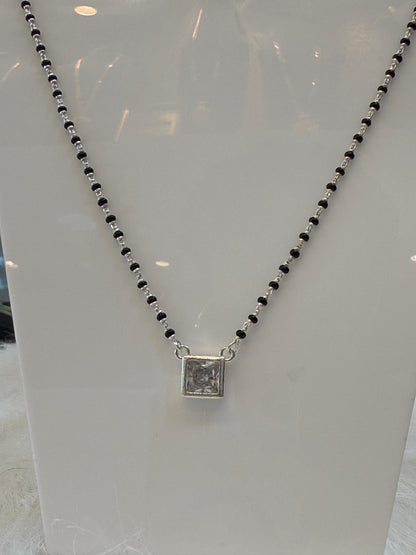Stylish square Pendant Silver Mangalsutra for Women