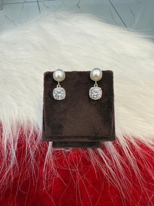 Aavika Zevar Sterling Silver Pearl Stud Earrings for Women & Girls | Elegant Teardrop Design