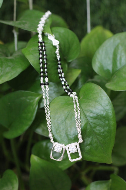 Elegant Silver Mangalsutra with Black Beads