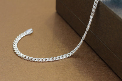 Pure Silver currap Bracelet for Men | Flexible currap Pattern | Elegant Casual & Party Wear