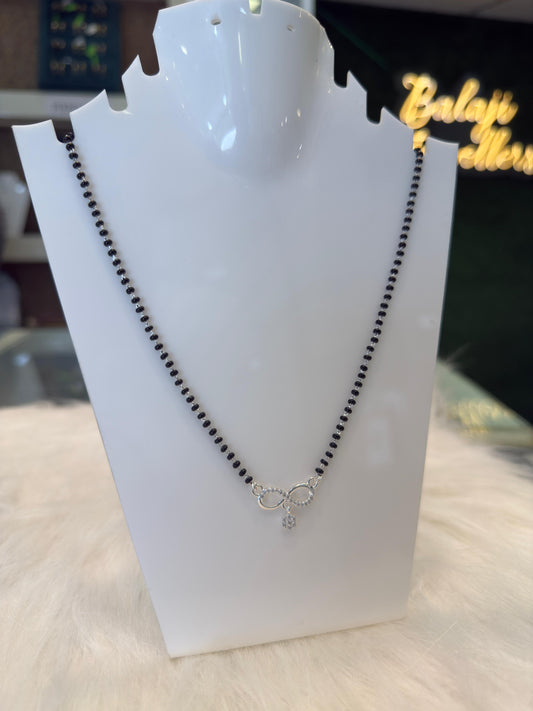 Elegant Silver Infinity Design Mangalsutra with CZ Pendant