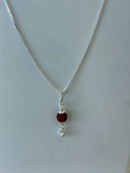 Aavikazevar 925 Sterling Silver rudraksha Pendant with 925 silver box Chain for Men & Women | Pure Silver Spiritual Necklace | Elegant Daily Wear Jewelry | Ideal Gift for Devotees