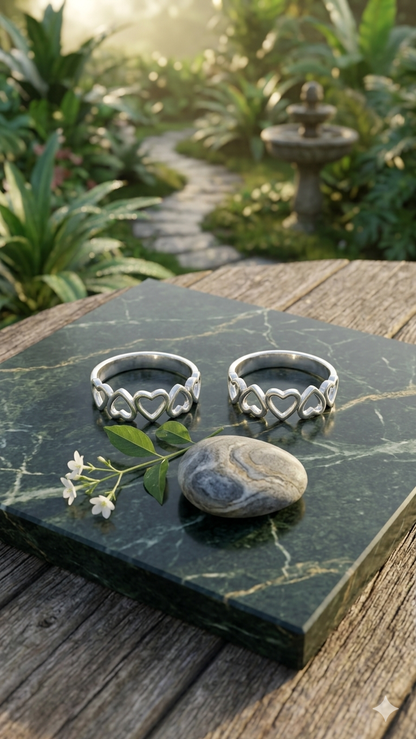 Traditional heart shape Silver Bichiya for Women | italian 925 silver Toe Rings | Adjustable Fit | Everyday Wear