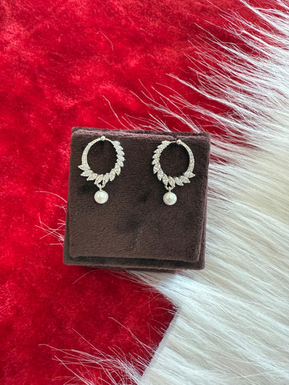 Aavika Zevar Italian Silver Pearl Earrings | Daily Wear Stylish Teardrop Studs