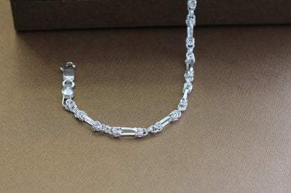 Silver Men’s Bracelet | Stylish Interlinked Knot Chain Bracelet for Men | Classic Daily Wear Silver Kada Bracelet