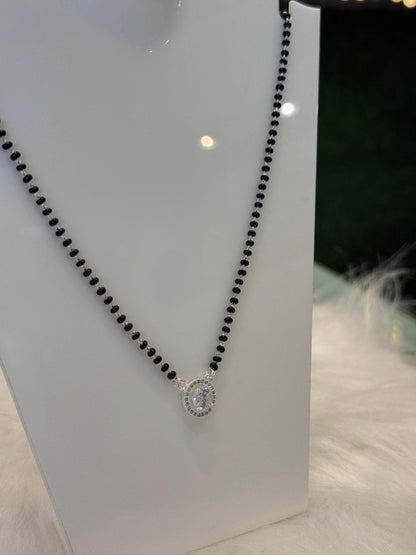 Stylish Oval Pendant Silver Mangalsutra for Women