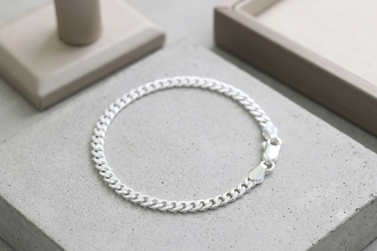 Pure Silver currap Bracelet for Men | Flexible currap Pattern | Elegant Casual & Party Wear