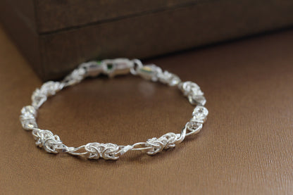 Silver Men’s Bracelet | Stylish Interlinked Knot Chain Bracelet for Men | Classic Daily Wear Silver Kada Bracelet