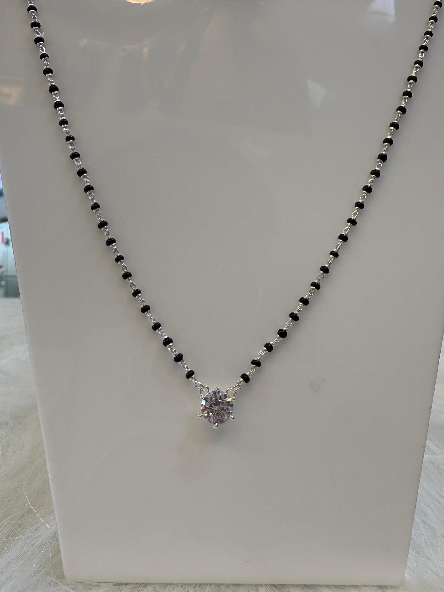 Elegant single stud dimond Silver Mangalsutra