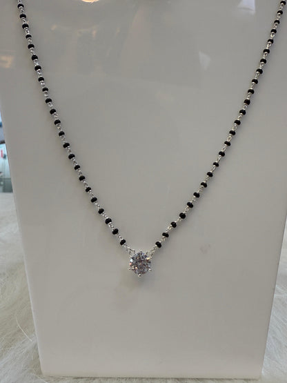 Elegant single stud dimond Silver Mangalsutra