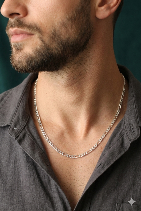 Silver thin figaro Chain – Premium Shine & Comfortable Fit