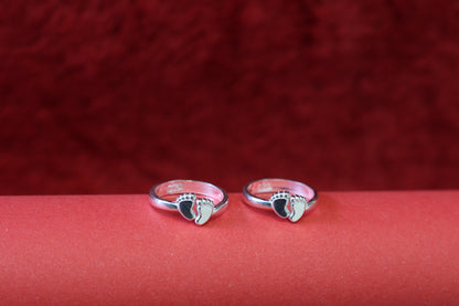 Silver Adjustable Toe Rings for Women | footprint Design | pair | Daily Wear Silver Bichiya