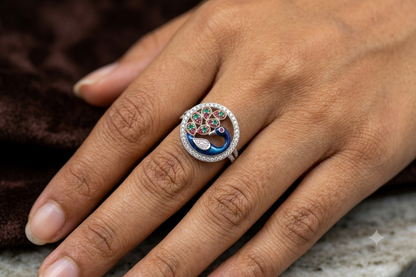 Elegant peacock design 925 Silver Finger Ring for Women | Diamond-Like CZ Sparkle