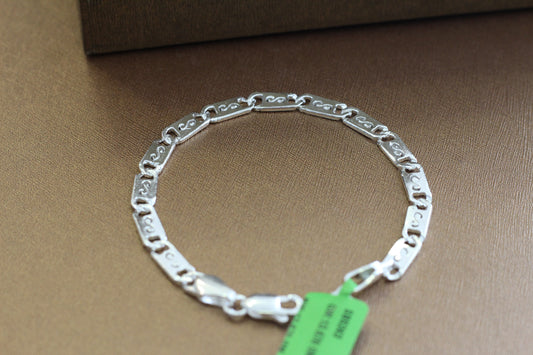 Pure Silver navabi Bracelet for Men | Flexible navabi Pattern | Elegant Casual & Party Wear