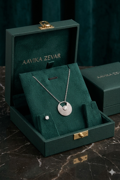 Aavika Zevar 925 Sterling Silver Round Solitaire Pendant Necklace for Women | Minimalist Brilliant Cut Diamond-Simulant Daily Wear Jewelry