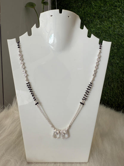 Elegant Silver Mangalsutra with Black Beads