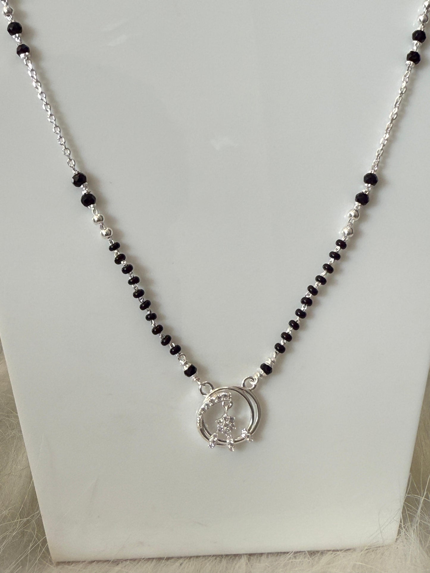 Aavikazevar 925 Sterling Silver Daily Wear Mangalsutra for Women | Lightweight Black Bead Chain with Elegant Pendant