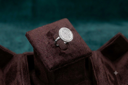 Aavika Zevar Modern full-Stone Silver Ring | Geometric round Cut Cubic Zirconia Ring | Luxury Festive Wear